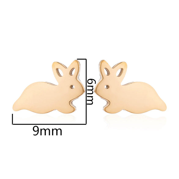 Cute Rabbit Animal Cartilage Earrings For Women Electroplated Stainless Steel Ear Studs Fashion Jewelry Gift