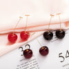 Cute Red Cherry Design Glass Glaze Earrings For Women