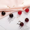 Cute Red Cherry Design Glass Glaze Earrings For Women