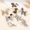 Cute Rhinestone Puppy Brooch Alloy Animal Lapel Pin For Men And Women Suit Coat Jewelry Accessory