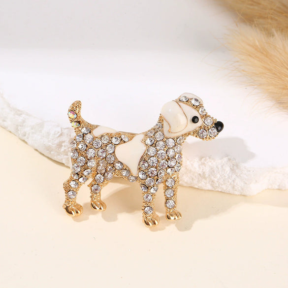 Cute Rhinestone Puppy Brooch Alloy Animal Lapel Pin For Men And Women Suit Coat Jewelry Accessory