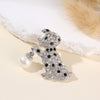 Cute Rhinestone Puppy Brooch Alloy Animal Lapel Pin For Men And Women Suit Coat Jewelry Accessory