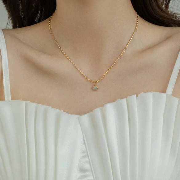 Cute Round Dots Titanium Steel Plating Zircon Pendant Necklace 1 Piece