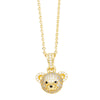 Cute Shiny Little Bear Stainless Steel Copper Plating Inlay Zircon 18k Gold Plated Pendant Necklace