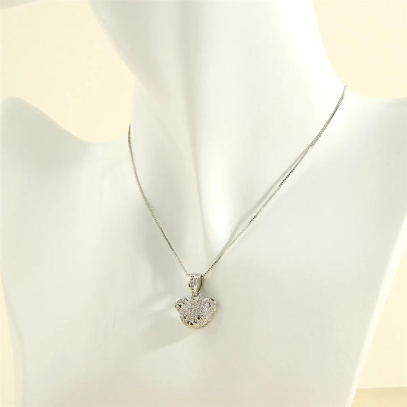 Cute Simple Style Little Bear Copper 18k Gold Plated Zircon Pendant Necklace In Bulk