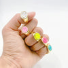 Cute Smiley Face Copper Ring For Women With Colorful Enamel Drip Oil Finish Simple Fashion Geometric Expression Design