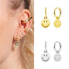 Cute Smiley Face Geometric U Shaped Earrings For Women With Silver Needle And Copper Electroplated Design