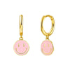 Cute Smiley Face Geometry Earrings For Women With Silver Needle Copper And Gold Color Electroplated Finish