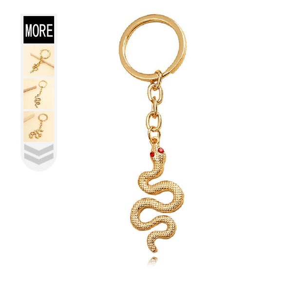 Cute Snake Shaped Alloy Keychain Pendant With Diamond Embellishment Light Luxury Metal Ring Jewelry Gift