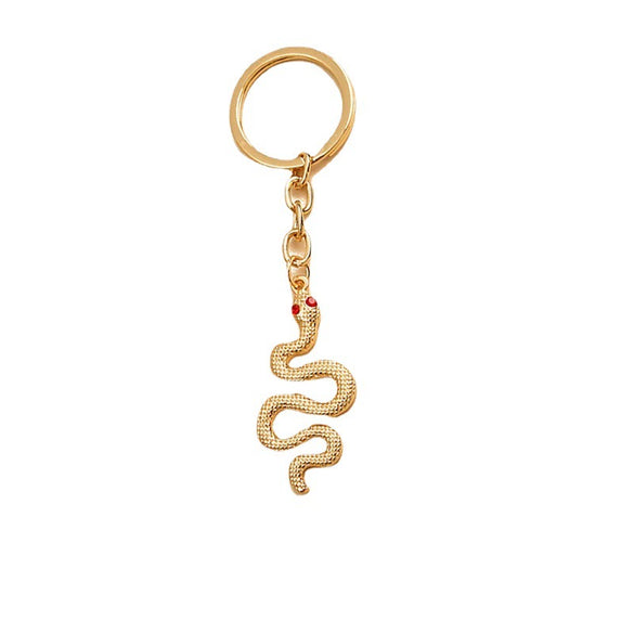 Cute Snake Shaped Alloy Keychain Pendant With Diamond Embellishment Light Luxury Metal Ring Jewelry Gift