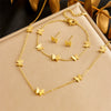 Cute Snake Shaped Animal Clavicle Chain And Smooth Flower Stud Earrings In Stainless Steel With Insect Pattern And Electroplating For Women