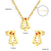Cute Stainless Steel Pendant Necklace And Earrings Set With Fries Letter T Heart And Christmas Tree Charms