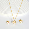 Cute Stainless Steel Pendant Necklace And Earrings Set With Fries Letter T Heart And Christmas Tree Charms