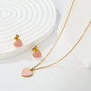 Cute Stainless Steel Pendant Necklace And Earrings Set With Fries Letter T Heart And Christmas Tree Charms