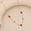 Cute Strawberry Fruit Shaped Stainless Steel Clavicle Chain Necklace With Electroplating For Women
