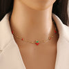 Cute Strawberry Fruit Shaped Stainless Steel Clavicle Chain Necklace With Electroplating For Women