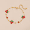 Cute Strawberry Fruit Shaped Stainless Steel Clavicle Chain Necklace With Electroplating For Women