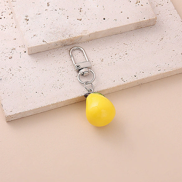 Cute Transparent Resin Fruit Keychain Pendant Cartoon Plastic Key Ornament With Semihandcrafted Detail For Everyday Accessories