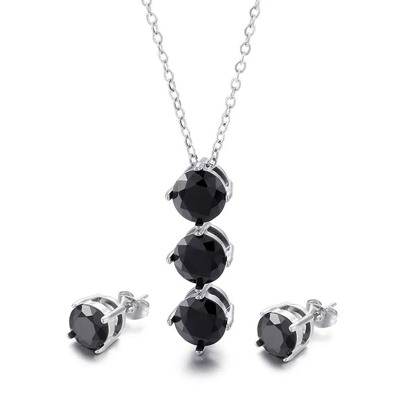 Wholesale Jewelry Cute Vacation Sparkly Titanium Steel Zircon 18K Gold Plated Inlay Jewelry Set