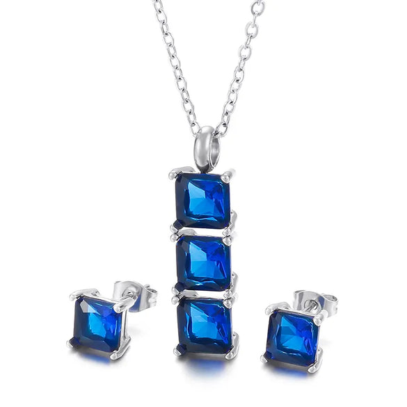 Wholesale Jewelry Cute Vacation Sparkly Titanium Steel Zircon 18K Gold Plated Inlay Jewelry Set