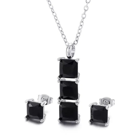Wholesale Jewelry Cute Vacation Sparkly Titanium Steel Zircon 18K Gold Plated Inlay Jewelry Set