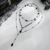 Dark Gothic Glass Crystal Blood Drip Tassel Y Necklace With Geometric Pendant Electroplated Finish And Lobster Clasp
