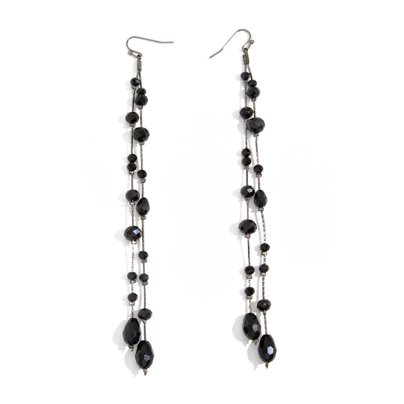 Dark Gothic Glass Crystal Tassel Earrings For Women Geometric Long Chain Drop Earrings With Stainless Steel Ear Posts And Electroplated Finish