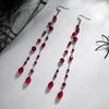 Dark Gothic Glass Crystal Tassel Earrings For Women Geometric Long Chain Drop Earrings With Stainless Steel Ear Posts And Electroplated Finish