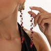 Dark Gothic Glass Crystal Tassel Earrings For Women Geometric Long Chain Drop Earrings With Stainless Steel Ear Posts And Electroplated Finish
