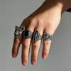 Dark Gothic Skull Geometric Alloy Ring With Polished Electroplated Finish Unisex Punk Jewelry Accessory