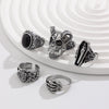 Dark Gothic Skull Geometric Alloy Ring With Polished Electroplated Finish Unisex Punk Jewelry Accessory
