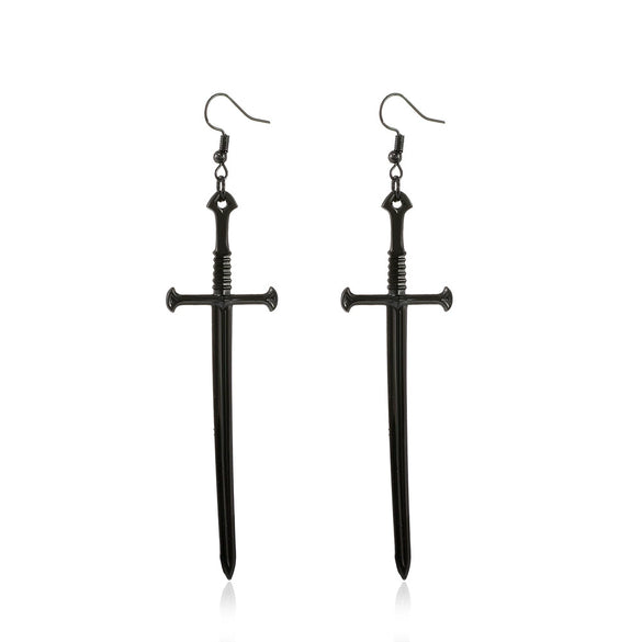 Dark Punk Alloy Cross Sword Geometric Exaggerated Retro Personality Earrings For Women