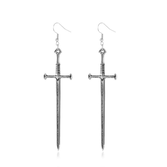 Dark Punk Alloy Cross Sword Geometric Exaggerated Retro Personality Earrings For Women