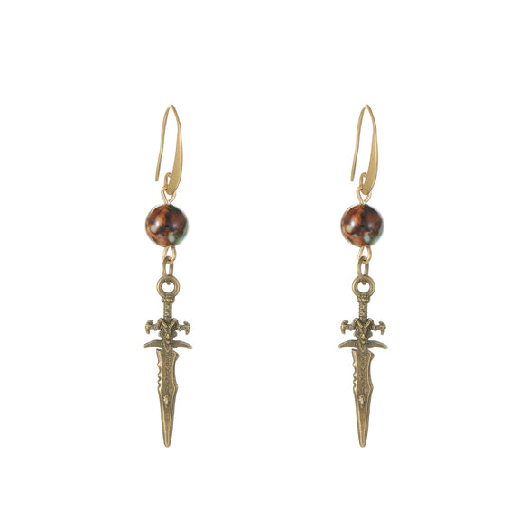 Dark Punk Alloy Cross Sword Geometric Exaggerated Retro Personality Earrings For Women
