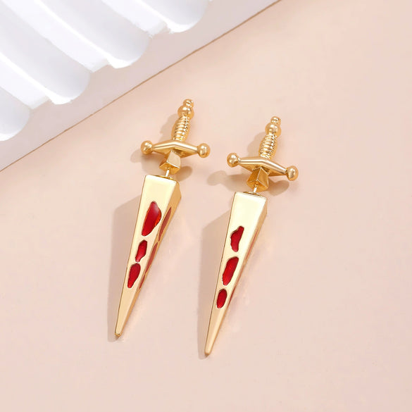 Dark Punk Alloy Cross Sword Geometric Exaggerated Retro Personality Earrings For Women