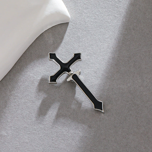 Dark Punk Alloy Cross Sword Geometric Exaggerated Retro Personality Earrings For Women