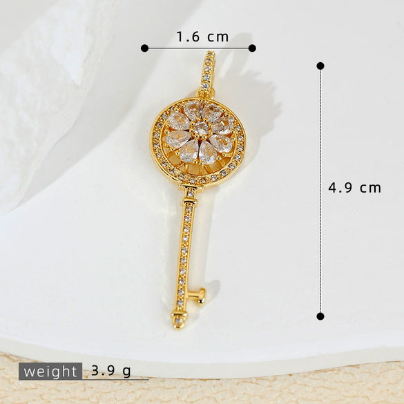 Decompression Rotary Key Jewelry Pendant Accessories Copper Electroplated Cartoon Style