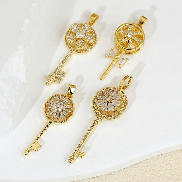 Decompression Rotary Key Jewelry Pendant Accessories Copper Electroplated Cartoon Style