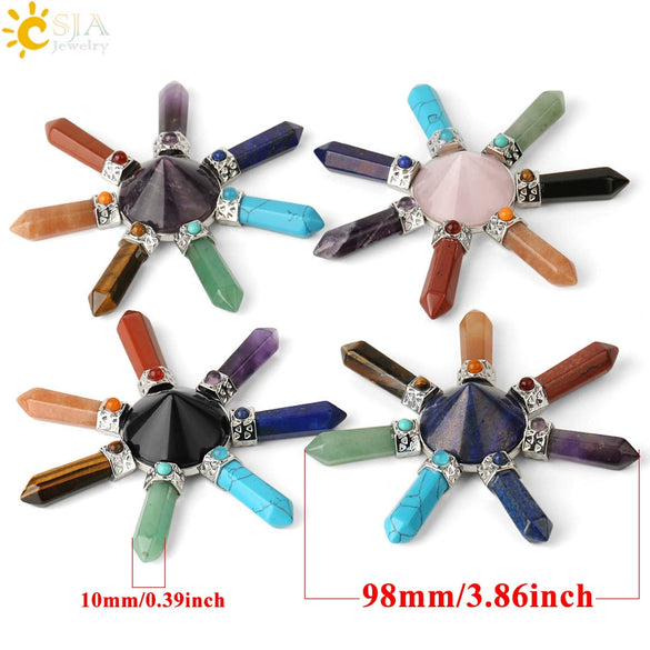 Decorative Jewelry Natural Crystal Cone Obsidian Amethyst Unisex Necklace