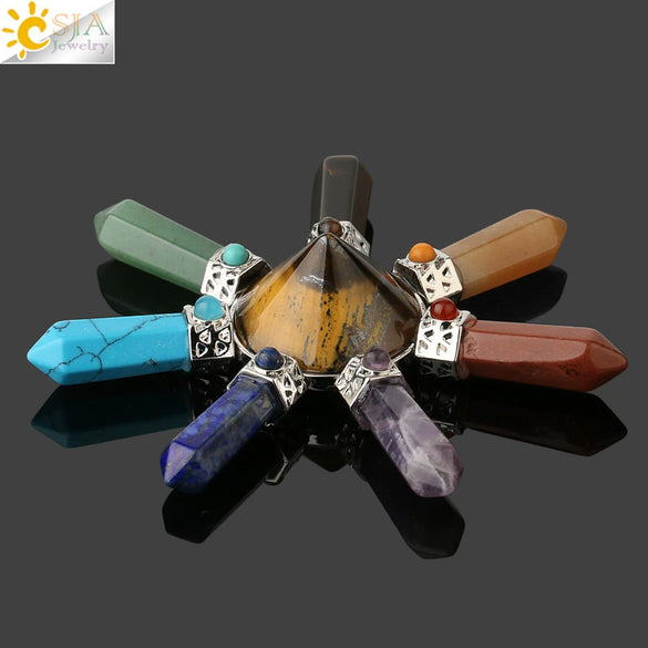 Decorative Jewelry Natural Crystal Cone Obsidian Amethyst Unisex Necklace