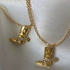 Denim Boots Necklace Copper Gold Plated Geometric Style