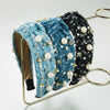 Denim Hairband Pearl Sequins Inlay Women's Hair Accessories