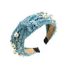 Denim Hairband Pearl Sequins Inlay Women's Hair Accessories
