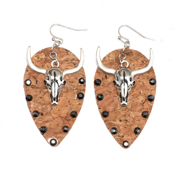 Denim Leather Earrings Pu Material Animals Zodiac Pattern Electroplated Unisex