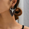 Denim Leather Earrings Pu Material Animals Zodiac Pattern Electroplated Unisex