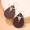 Denim Leather Earrings Pu Material Animals Zodiac Pattern Electroplated Unisex