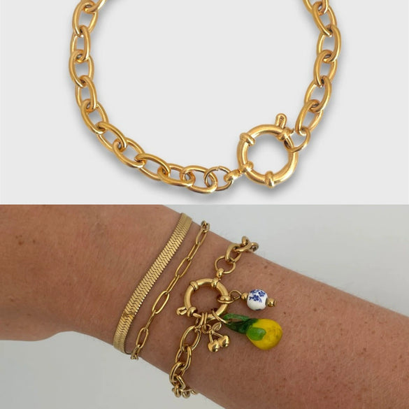 Detachable Sailor Style Geometric Titanium Steel Oven Vacuum Plated Bracelet For Women