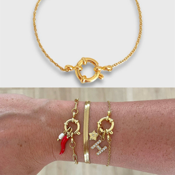 Detachable Sailor Style Geometric Titanium Steel Oven Vacuum Plated Bracelet For Women