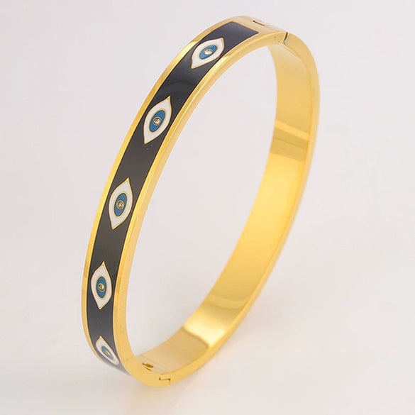 Devil's Eye Buckle Bracelet Stainless Steel Retro High End Bracelet With Diamond Design