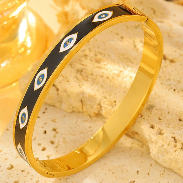 Devil's Eye Buckle Bracelet Stainless Steel Retro High End Bracelet With Diamond Design
